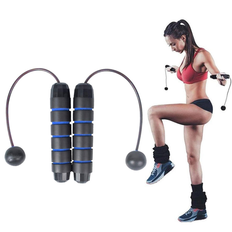 Indoor Ropeless Skipping Fitness Exercise Weight Rope in Black and Blue, featuring foam handles and durable materials for effective workouts.
