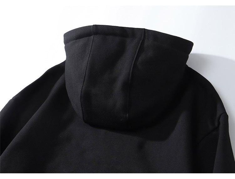 Injured Punk Comics Girl Letter Print Tearing Hoodie in black, showcasing a unique cartoon design and hooded style, perfect for streetwear fashion.