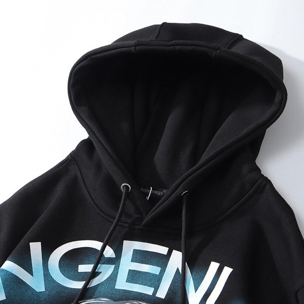 Injured Punk Comics Girl Letter Print Tearing Hoodie in black, showcasing a unique cartoon design and hooded style, perfect for streetwear fashion.