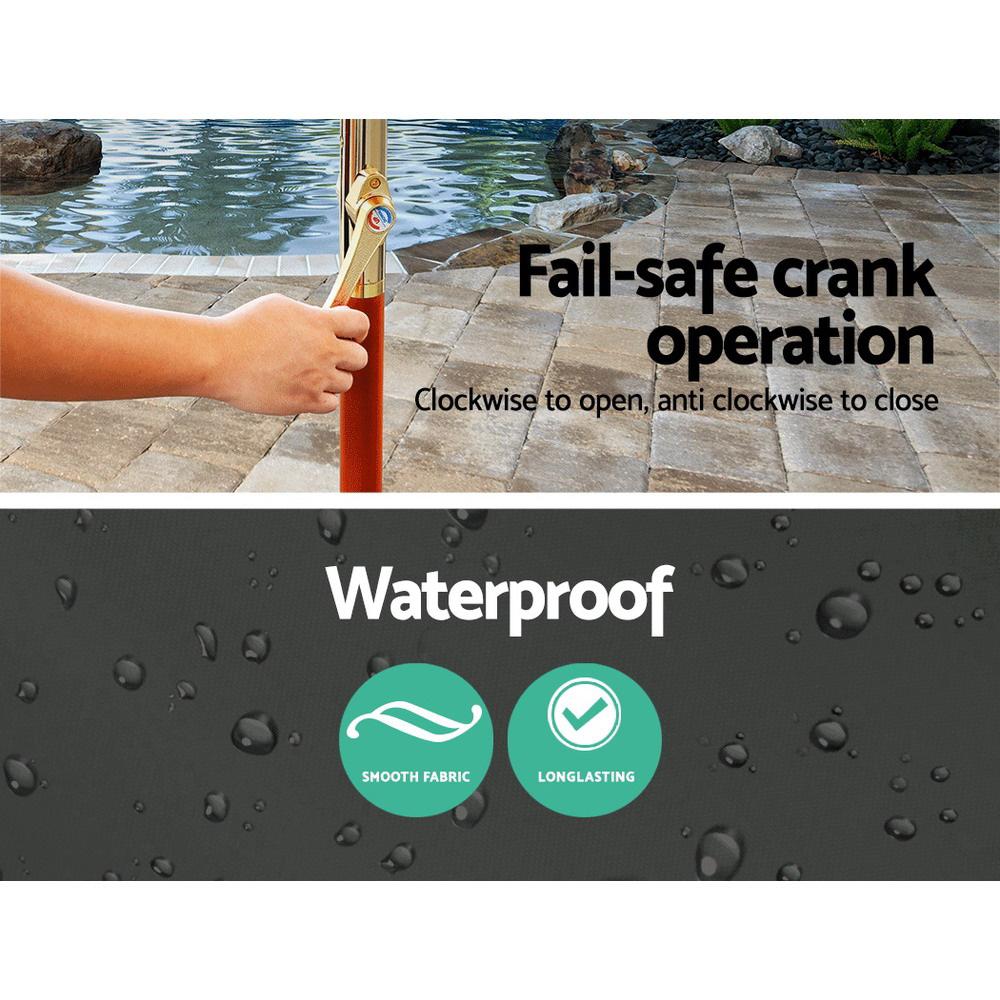 Instahut 3M Outdoor Umbrella with wooden frame and UV-resistant fabric, set up in a garden with a heavy-duty base.