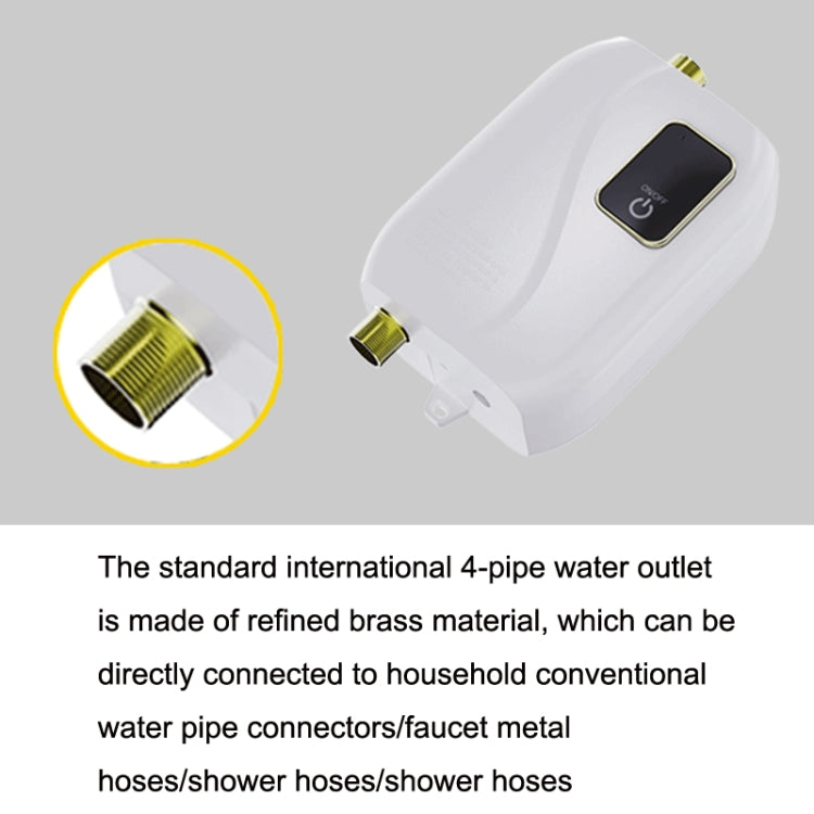 Compact Instant Water Heater Mini Kitchen Quick Heater with brass fittings and touch control button.