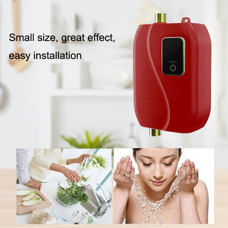 Compact Instant Water Heater Mini Kitchen Quick Heater with brass fittings and touch control button.