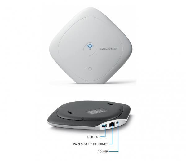 INTEL Class Connect Access Point with 500GB hard drive, showcasing its compact design and connectivity ports.