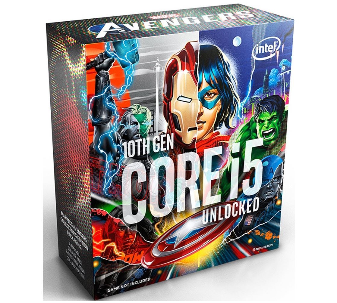 Intel Core i5-10600K Avengers CPU with LGA1200 socket, showcasing its sleek design and advanced technology.