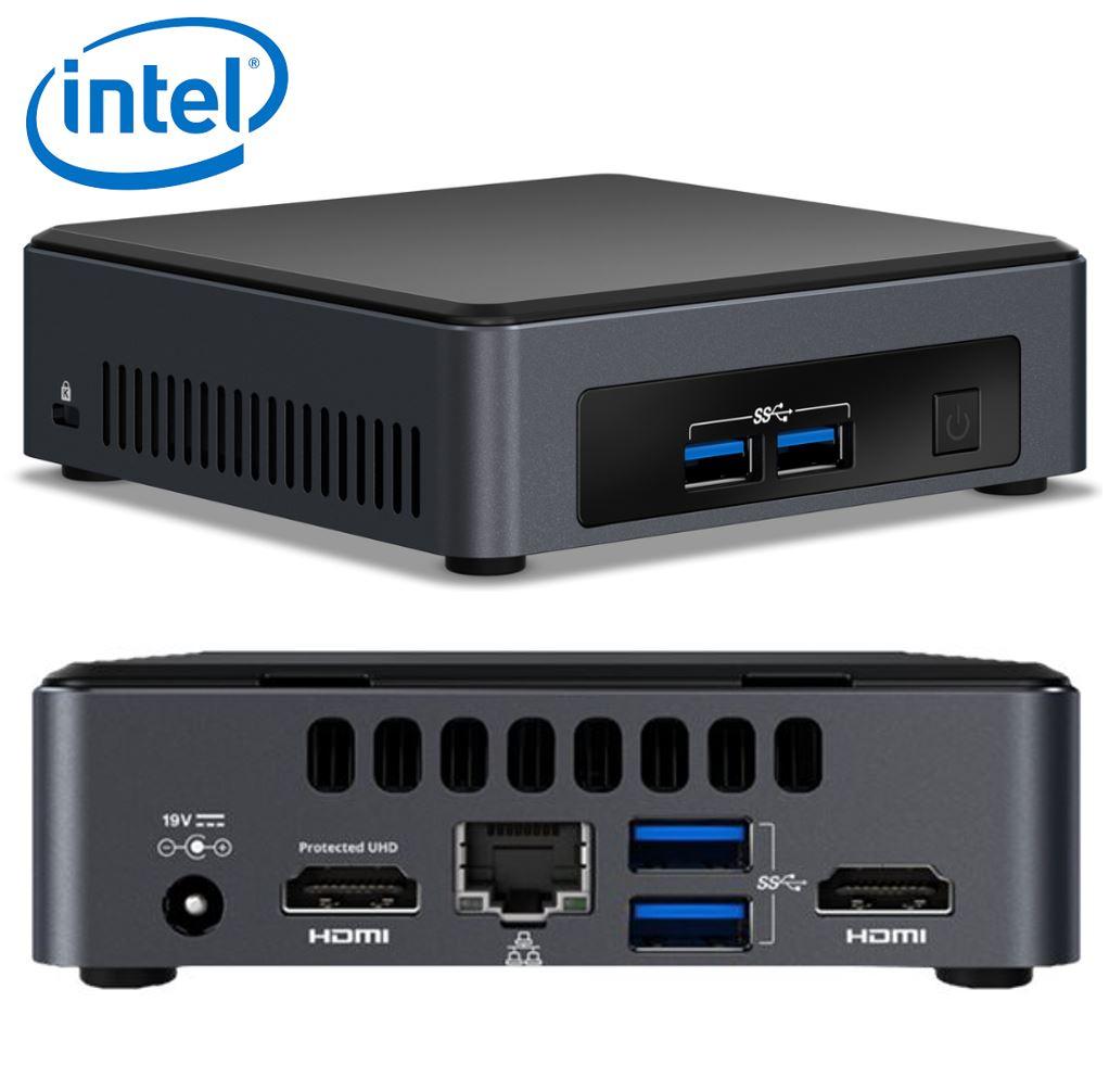 Intel NUC mini PC i5-7300U with dual HDMI ports and compact design, ideal for digital signage.