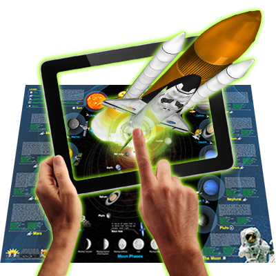 Interactive Smart Chart showcasing human anatomy and solar system with vibrant colors and detailed illustrations.