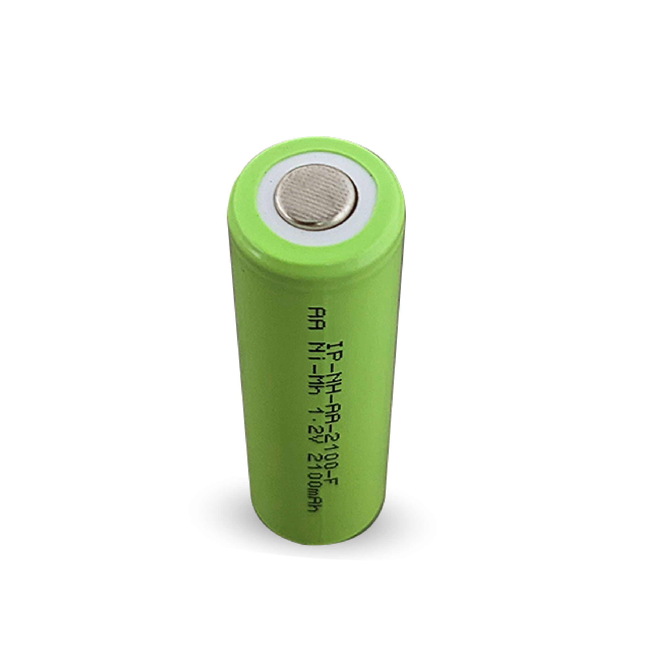 IP Power AA Ni-Mh 2100mAh rechargeable flat top battery with specifications and features highlighted.