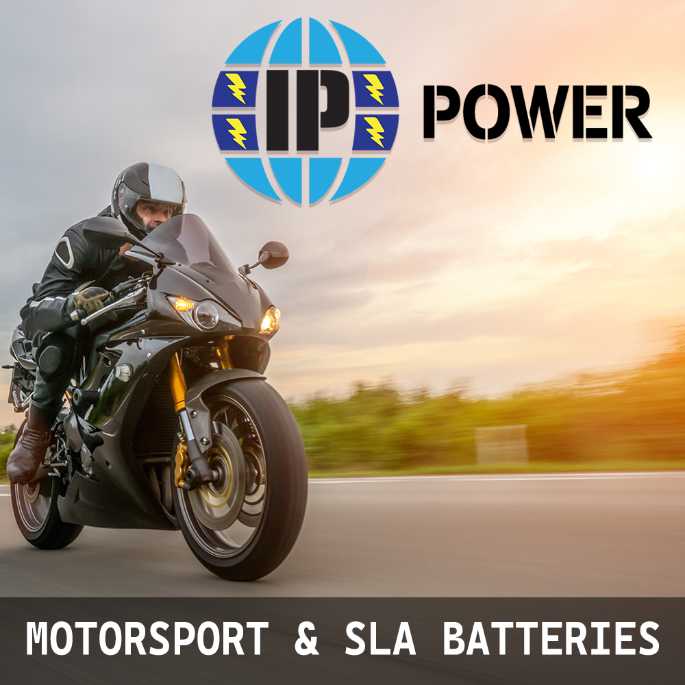 IP Power IPX9L-BS AGM Motorsport Battery with dimensions and specifications for motorcycles and ATVs.