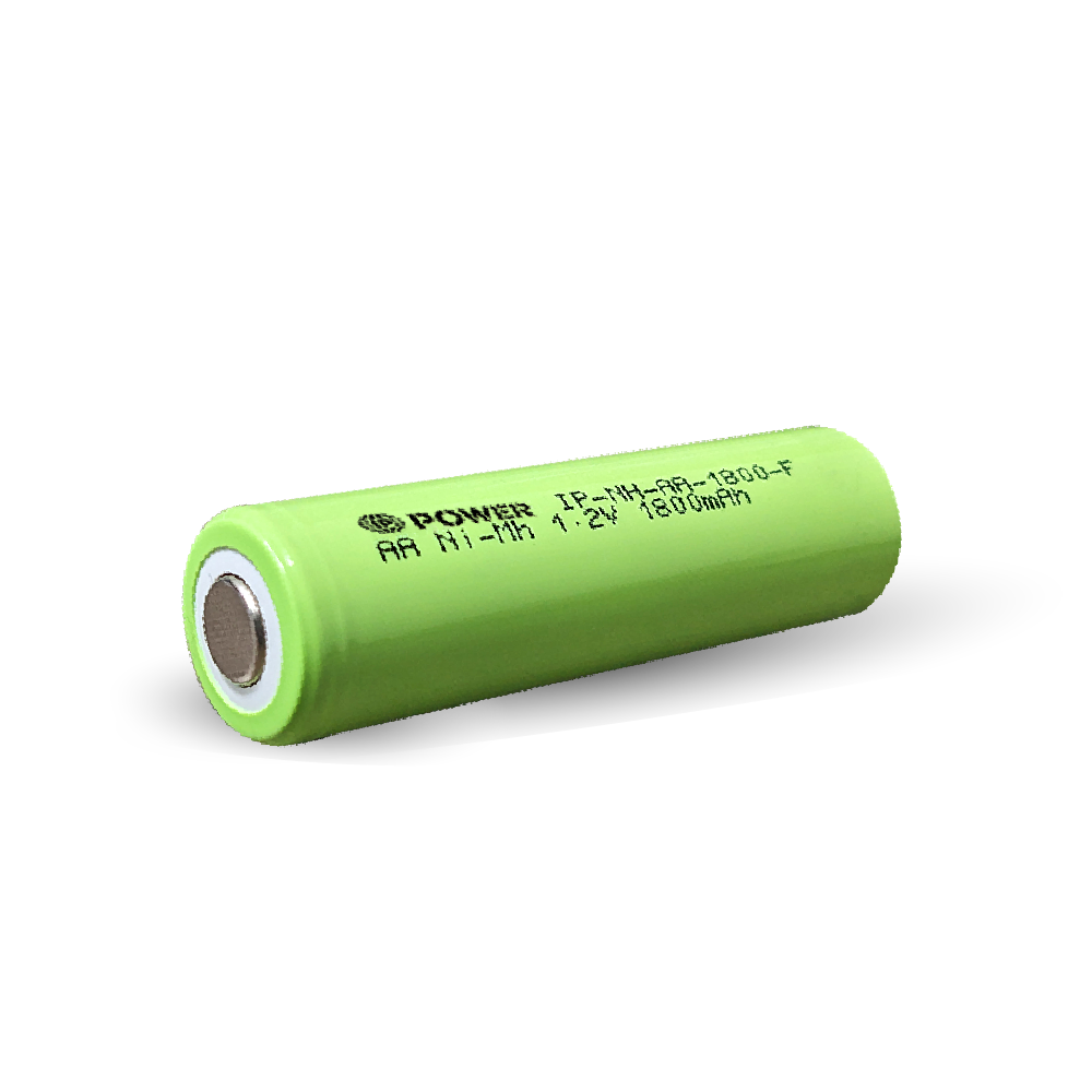 IP Power Ni-Mh AA 1800mAh rechargeable battery with flat top design, ideal for various electronic devices.