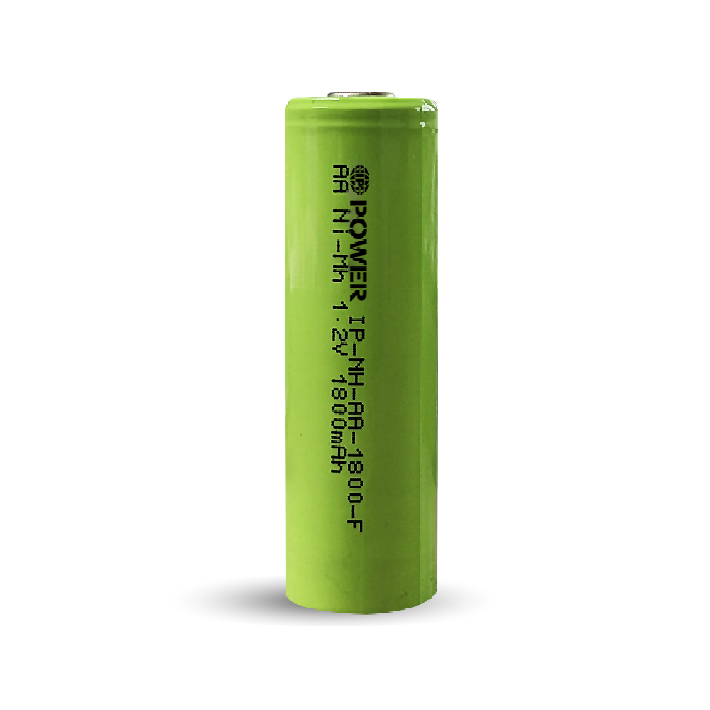 IP Power Ni-Mh AA 1800mAh rechargeable battery with flat top design, ideal for various electronic devices.