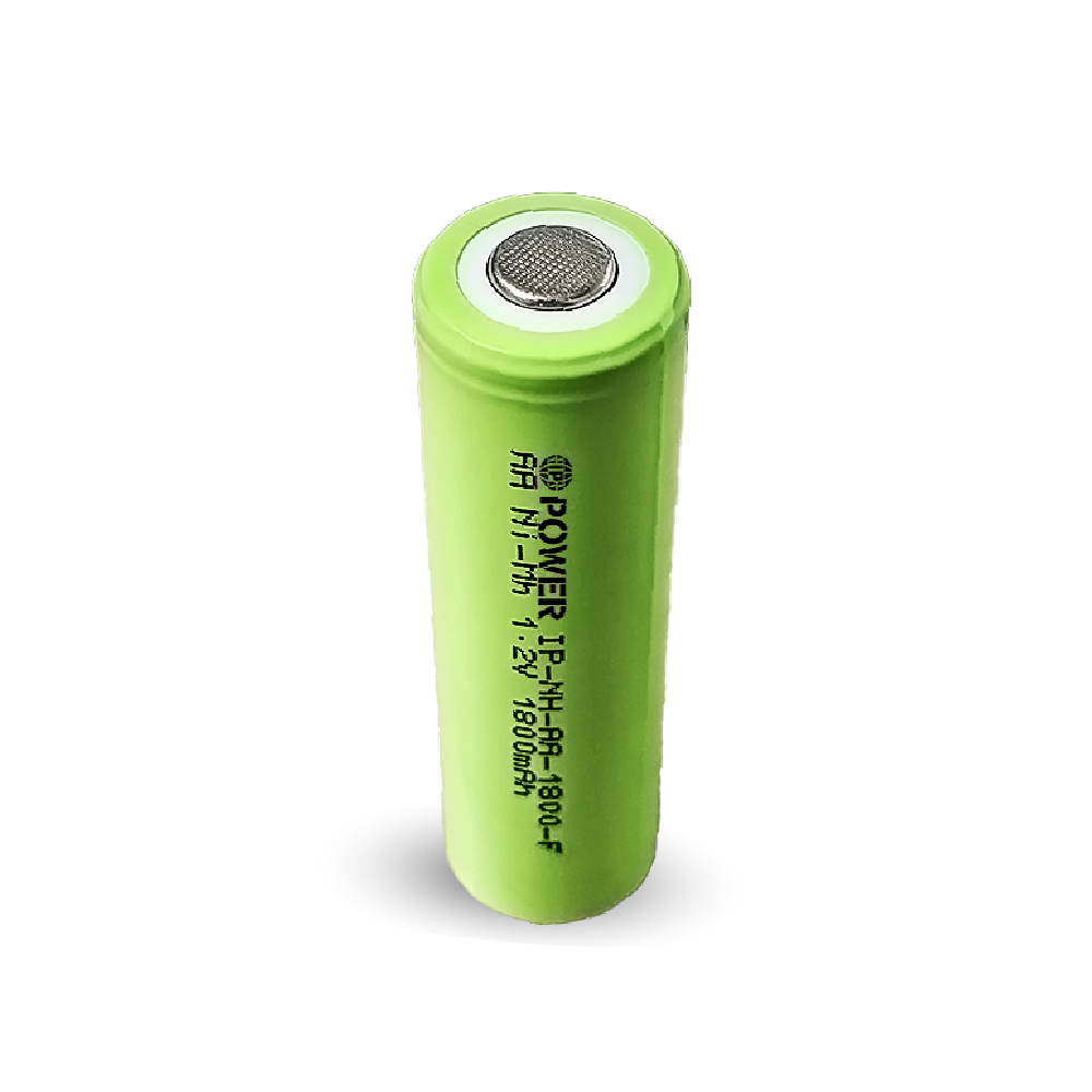 IP Power Ni-Mh AA 1800mAh rechargeable battery with flat top design, ideal for various electronic devices.