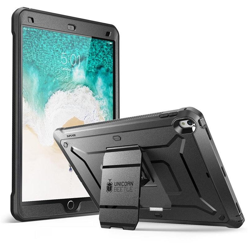 iPad Air 3 and iPad Pro 10.5 case in various colors, showcasing its rugged design and built-in screen protector.