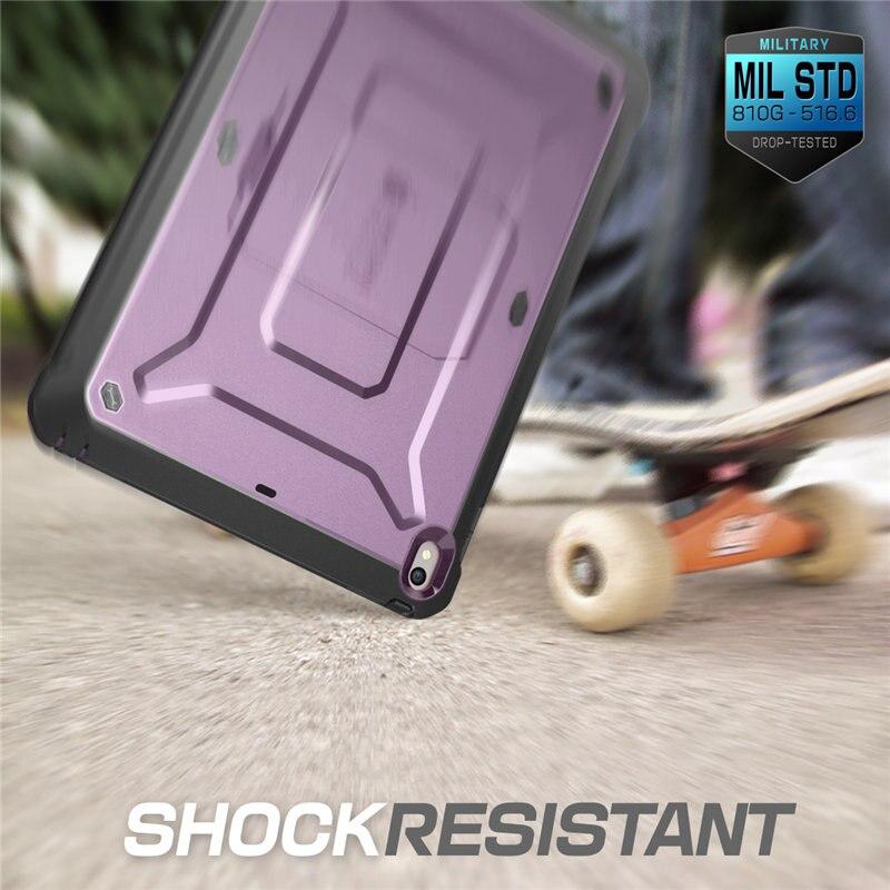 iPad Air 3 and iPad Pro 10.5 case in various colors, showcasing its rugged design and built-in screen protector.