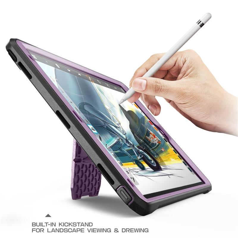 iPad Air 3 and iPad Pro 10.5 case in various colors, showcasing its rugged design and built-in screen protector.