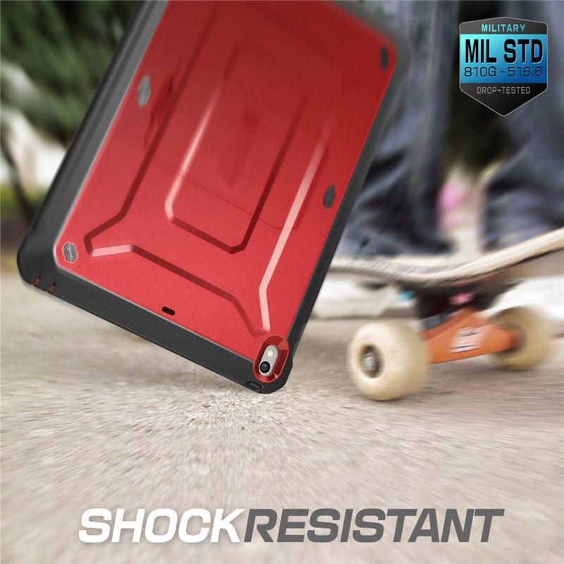 iPad Air 3 and iPad Pro 10.5 case in various colors, showcasing its rugged design and built-in screen protector.