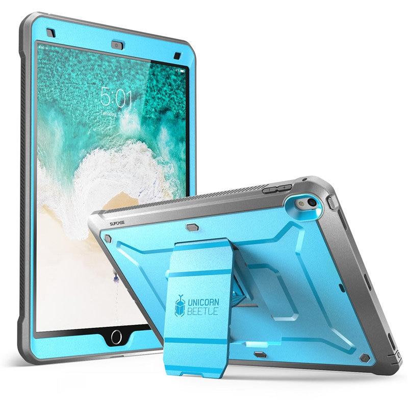 iPad Air 3 and iPad Pro 10.5 case in various colors, showcasing its rugged design and built-in screen protector.