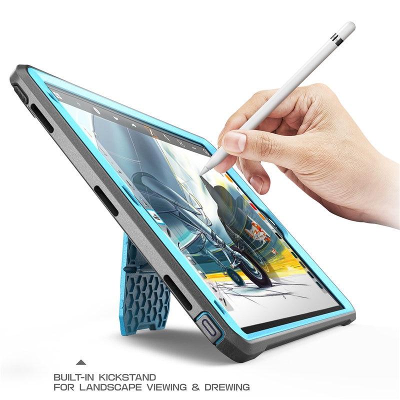 iPad Air 3 and iPad Pro 10.5 case in various colors, showcasing its rugged design and built-in screen protector.