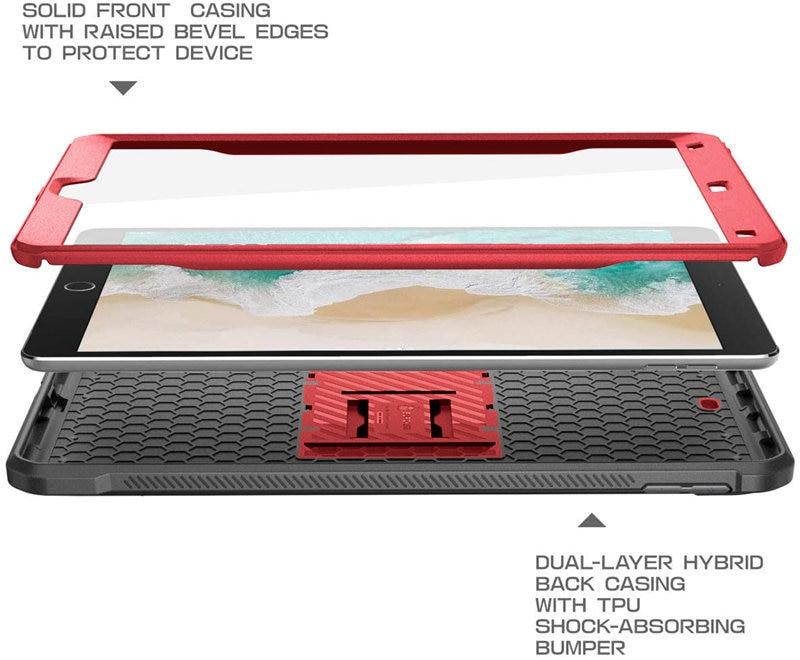 iPad Air 3 and iPad Pro 10.5 case in various colors, showcasing its rugged design and built-in screen protector.