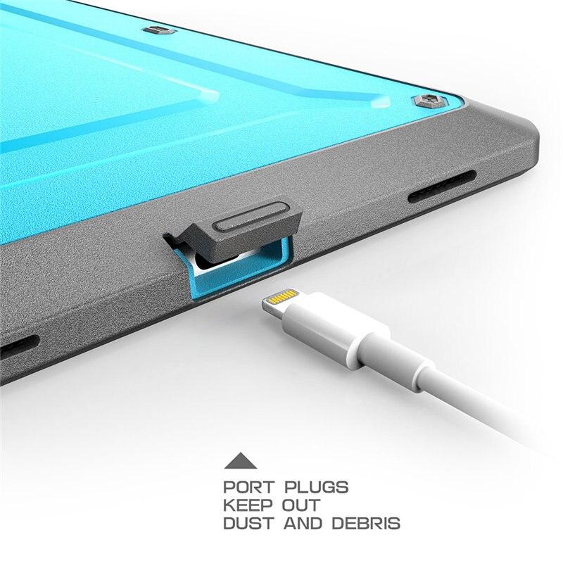 iPad Air 3 and iPad Pro 10.5 case in various colors, showcasing its rugged design and built-in screen protector.