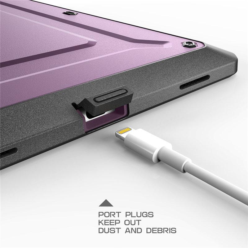 iPad Air 3 and iPad Pro 10.5 case in various colors, showcasing its rugged design and built-in screen protector.