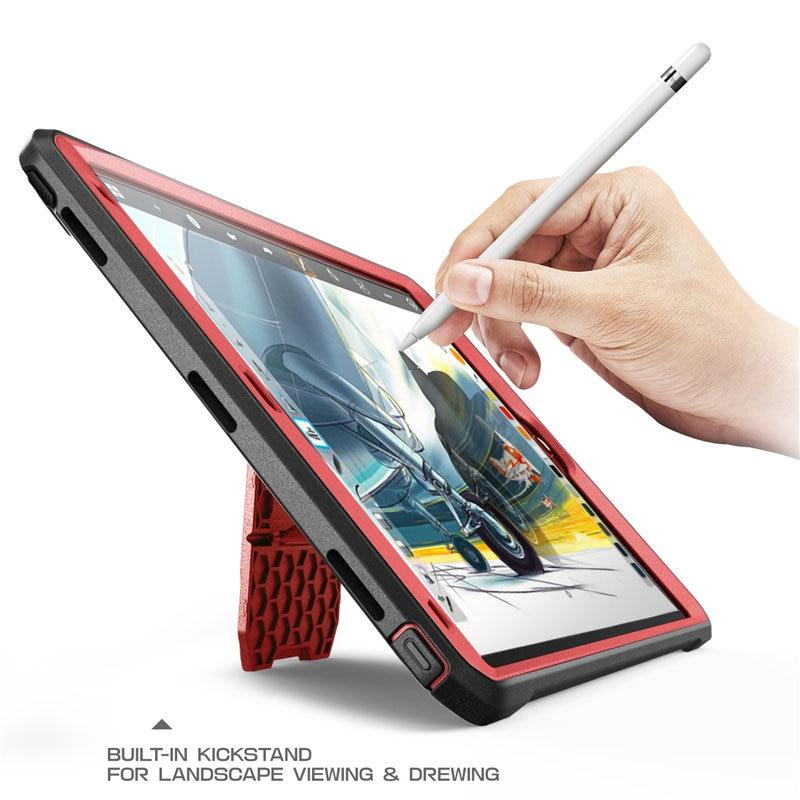iPad Air 3 and iPad Pro 10.5 case in various colors, showcasing its rugged design and built-in screen protector.