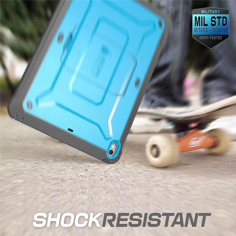 iPad Air 3 and iPad Pro 10.5 case in various colors, showcasing its rugged design and built-in screen protector.