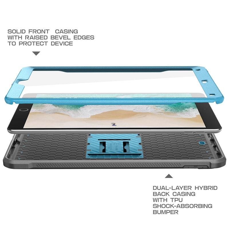 iPad Air 3 and iPad Pro 10.5 case in various colors, showcasing its rugged design and built-in screen protector.