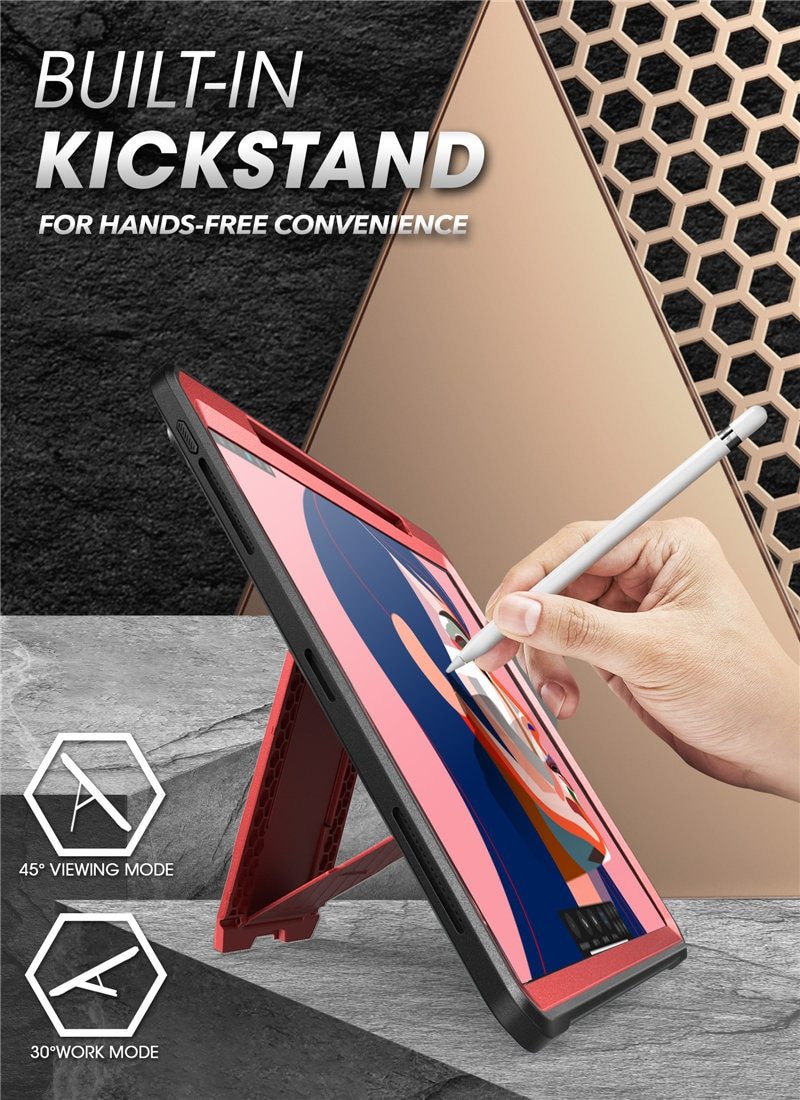 iPad Pro 11 (2020) UB Pro Case in black, showcasing rugged design and built-in screen protector.