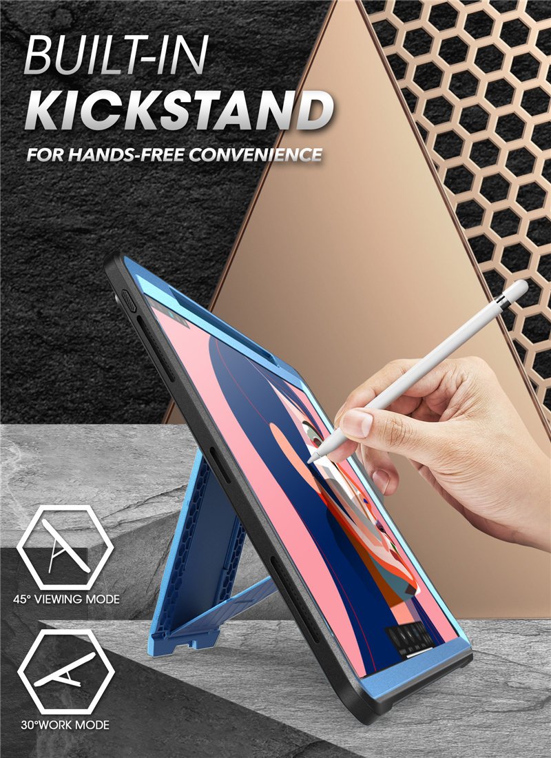 iPad Pro 11 (2020) UB Pro Case in black, showcasing rugged design and built-in screen protector.