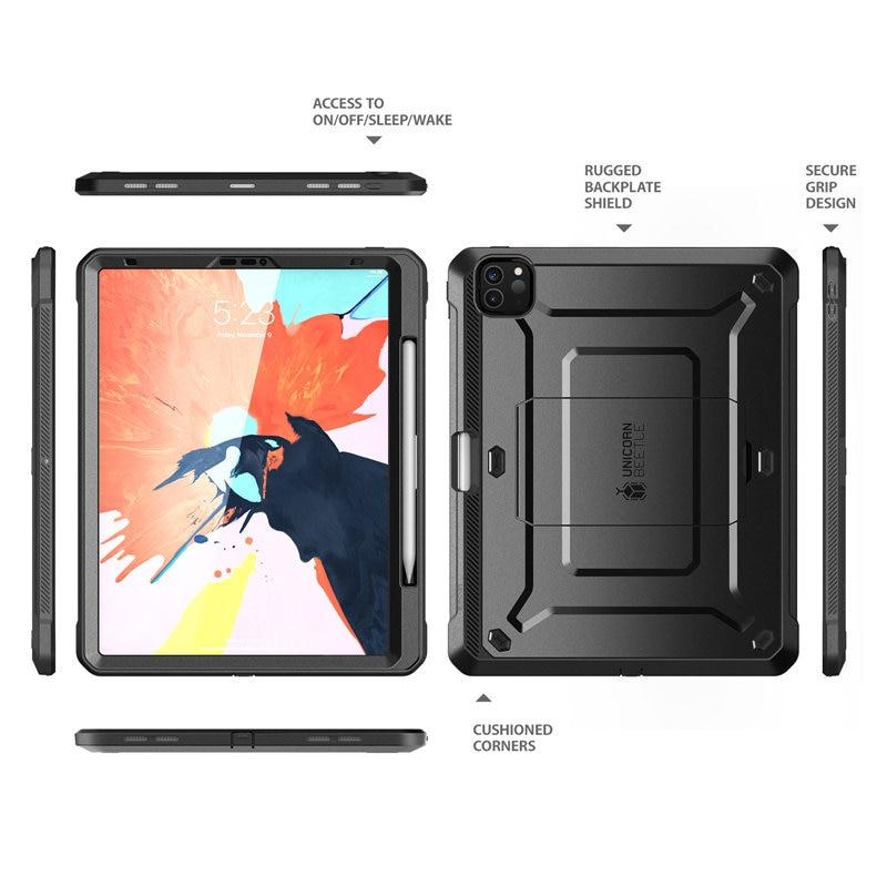 iPad Pro 11 (2020) UB Pro Case in black, showcasing rugged design and built-in screen protector.