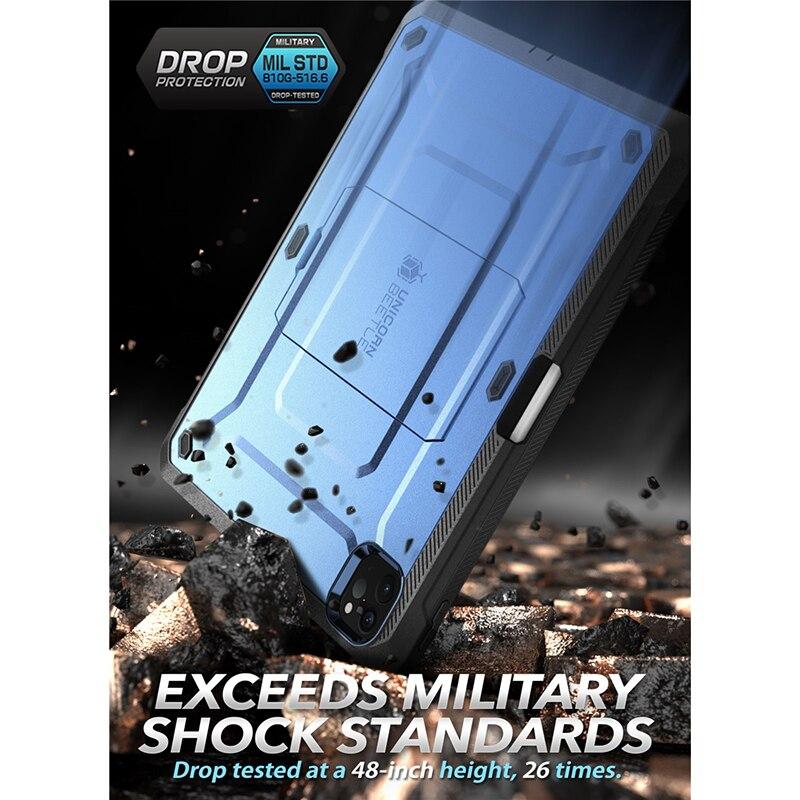 iPad Pro 11 (2020) UB Pro Case in black, showcasing rugged design and built-in screen protector.