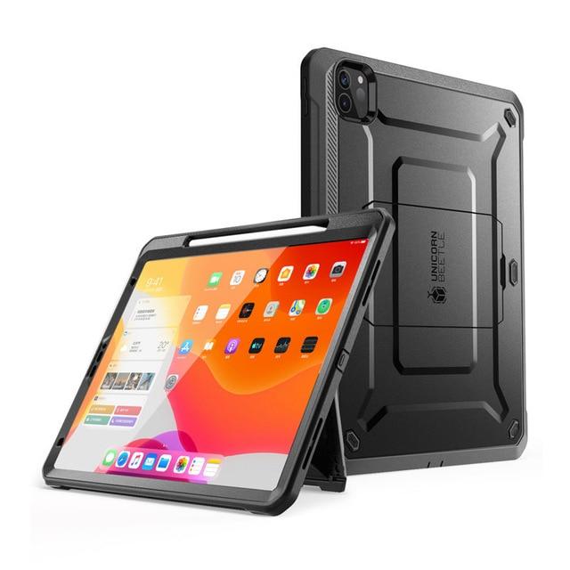 iPad Pro 11 (2020) UB Pro Case in black, showcasing rugged design and built-in screen protector.