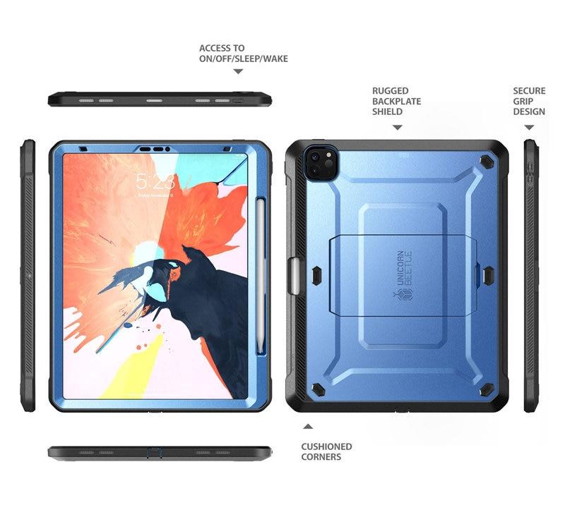 iPad Pro 11 (2020) UB Pro Case in black, showcasing rugged design and built-in screen protector.