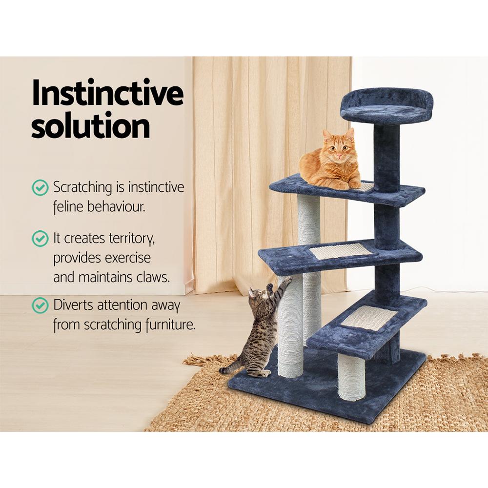 i.Pet Cat Tree 100cm tall with scratching posts, plush bed, and multi-level design for cats to play and relax.