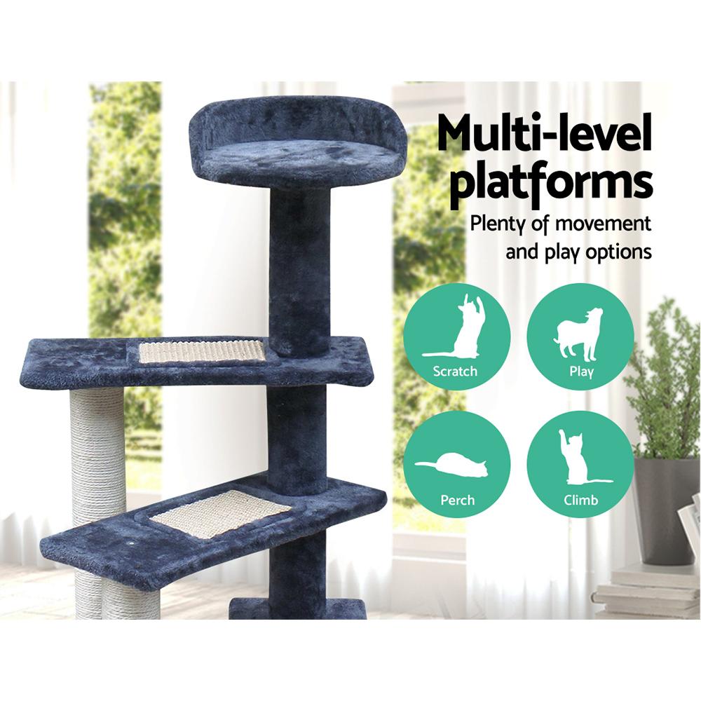 i.Pet Cat Tree 100cm tall with scratching posts, plush bed, and multi-level design for cats to play and relax.