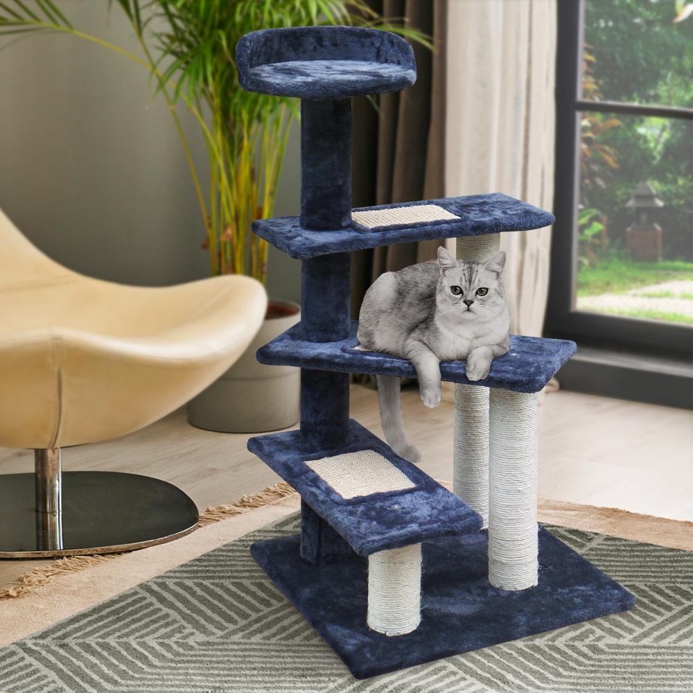 i.Pet Cat Tree 100cm tall with scratching posts, plush bed, and multi-level design for cats to play and relax.