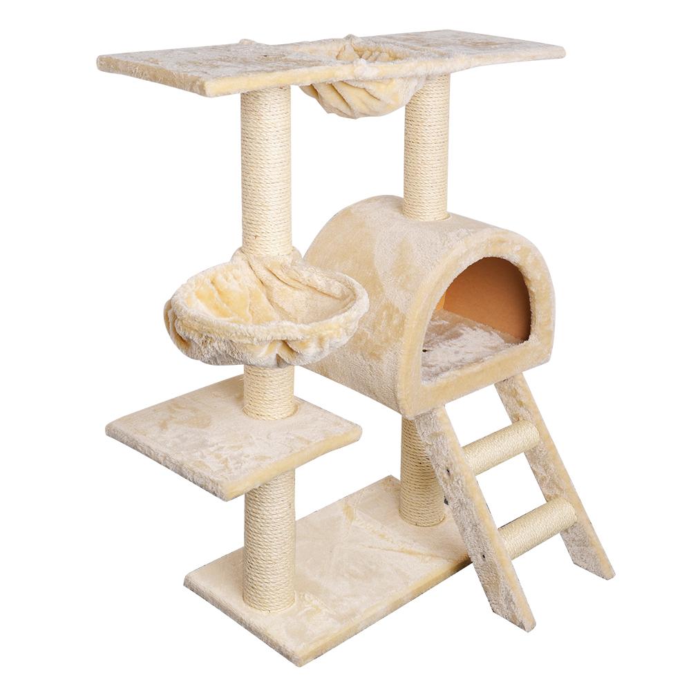 i.Pet Cat Tree 100cm tall with scratching posts, plush surfaces, and multi-level design for cats to play and relax.