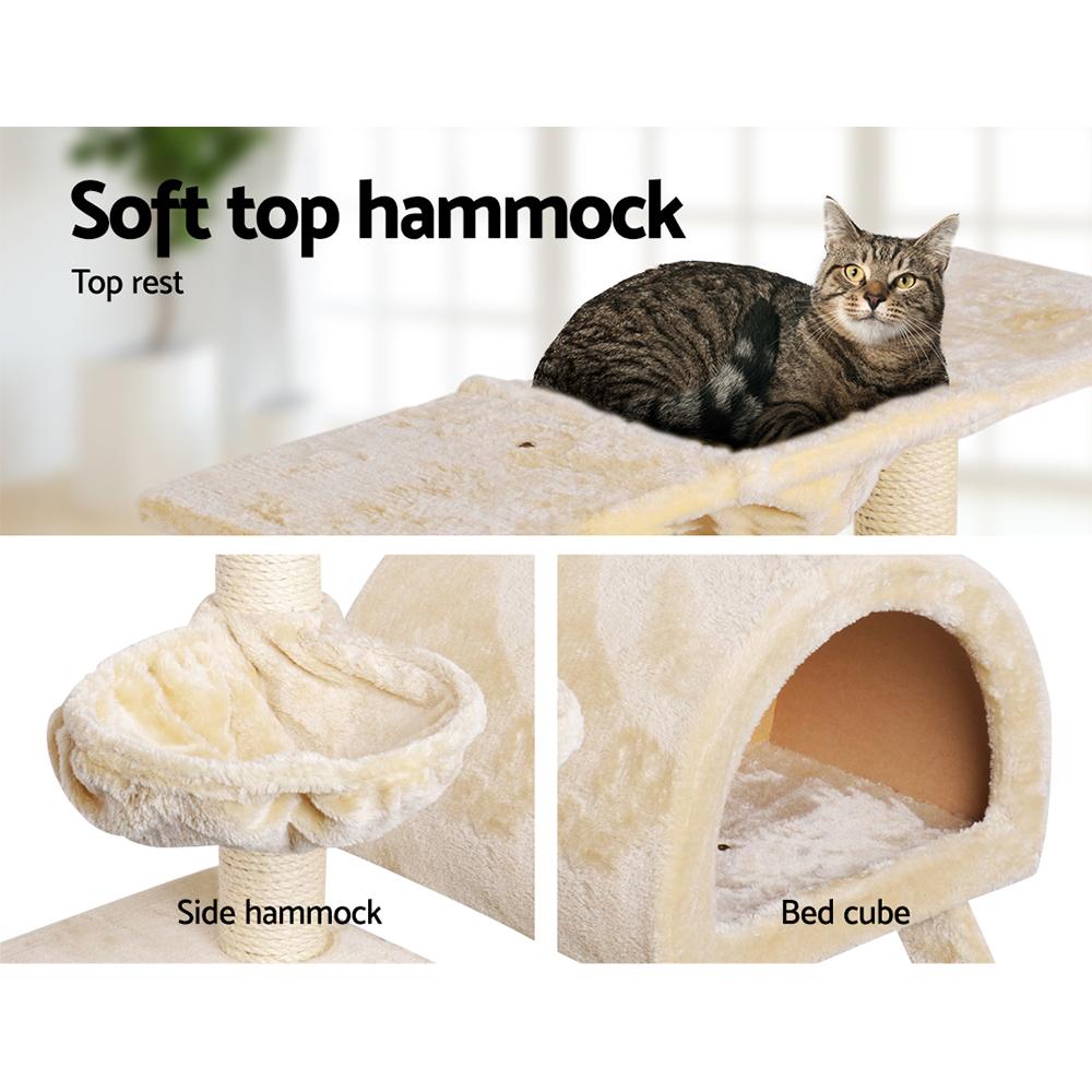 i.Pet Cat Tree 100cm tall with scratching posts, plush surfaces, and multi-level design for cats to play and relax.