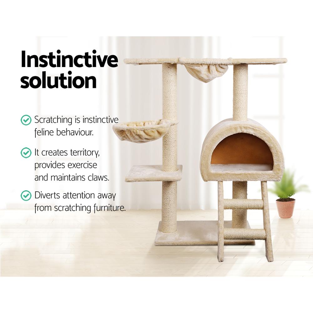 i.Pet Cat Tree 100cm tall with scratching posts, plush surfaces, and multi-level design for cats to play and relax.