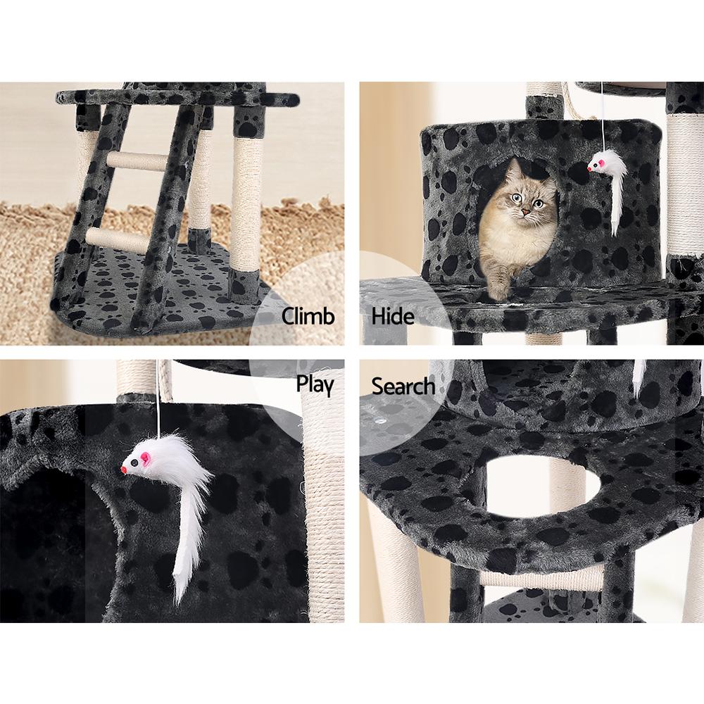 i.Pet Cat Tree 120cm featuring multiple levels, scratching posts, and plush surfaces for cats to play and relax.