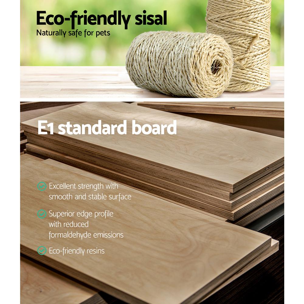 i.Pet Cat Tree 120cm featuring multiple levels, scratching posts, and plush surfaces for cats to play and relax.