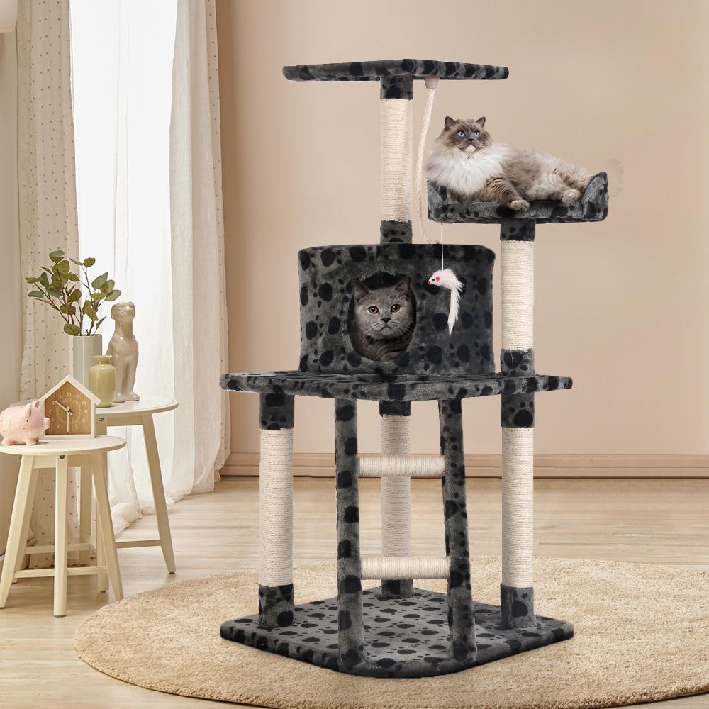 i.Pet Cat Tree 120cm featuring multiple levels, scratching posts, and plush surfaces for cats to play and relax.