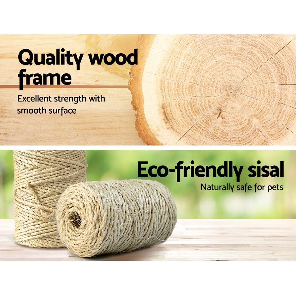 i.Pet Cat Tree 140cm featuring multiple levels, plush covering, and sisal scratching posts, designed for cat play and relaxation.