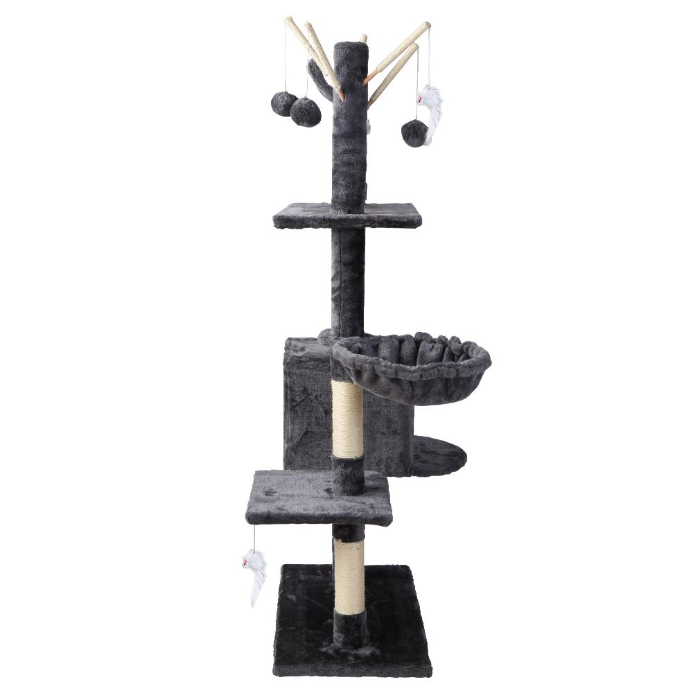 i.Pet Cat Tree 140cm featuring multiple levels, plush covering, and sisal scratching posts, designed for cat play and relaxation.