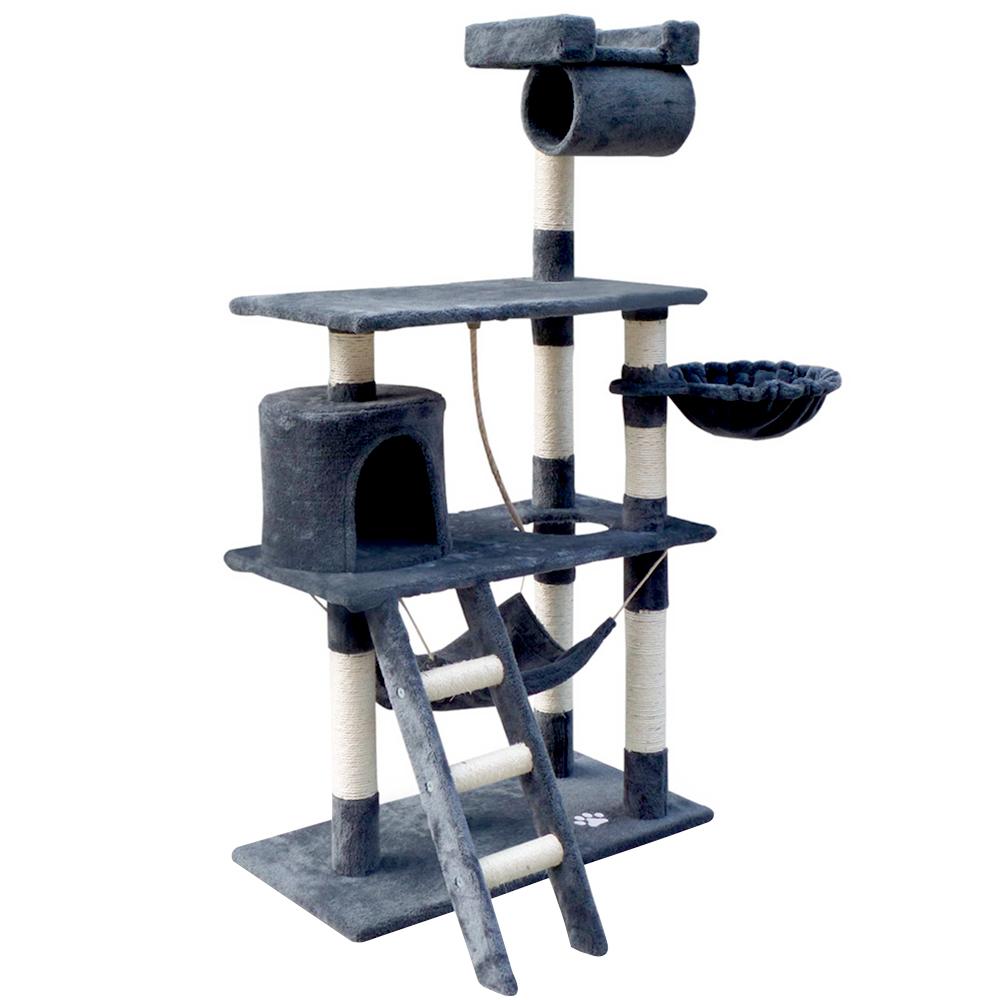 i.Pet Cat Tree 141cm with scratching posts, plush surfaces, and multi-level design for cats to play and relax.