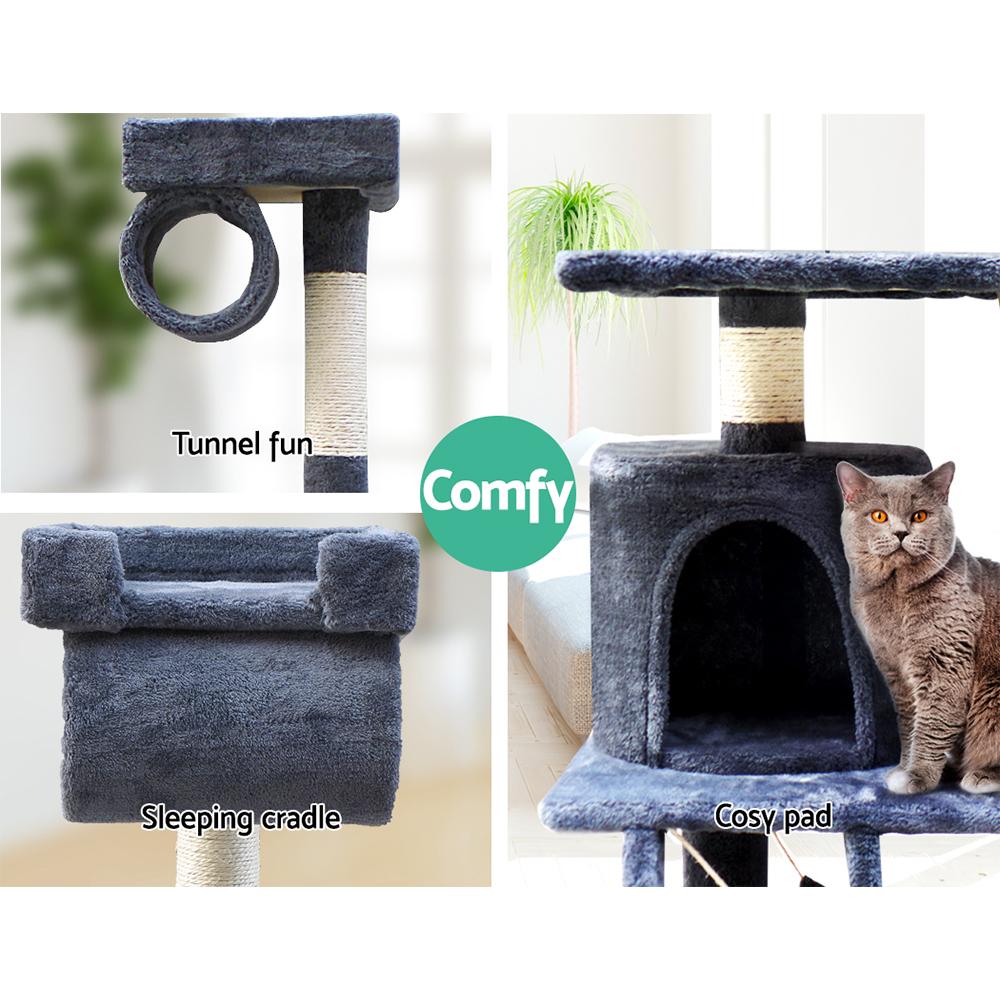 i.Pet Cat Tree 141cm with scratching posts, plush surfaces, and multi-level design for cats to play and relax.