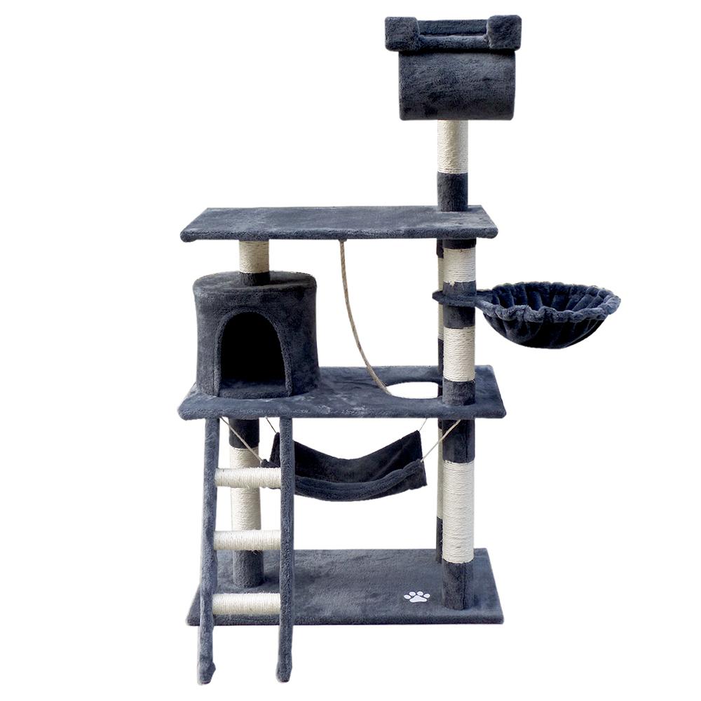 i.Pet Cat Tree 141cm with scratching posts, plush surfaces, and multi-level design for cats to play and relax.