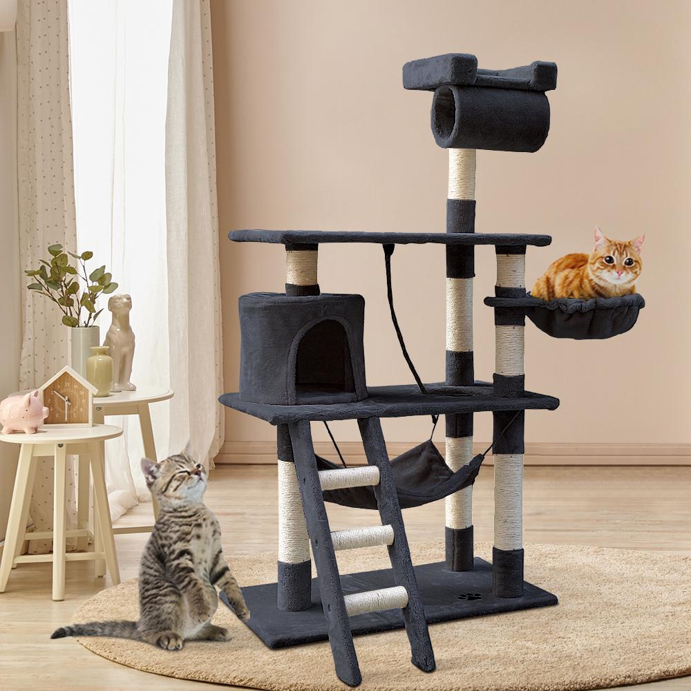 i.Pet Cat Tree 141cm with scratching posts, plush surfaces, and multi-level design for cats to play and relax.