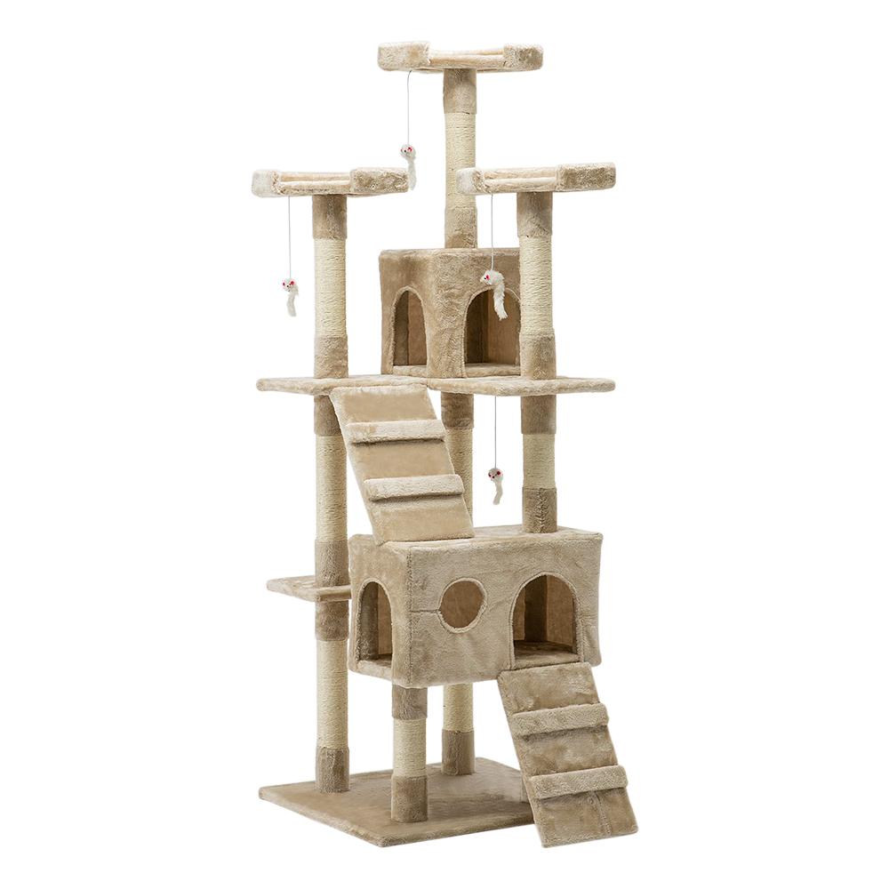 i.Pet Cat Tree 180cm featuring multiple levels, scratching posts, and plush upholstery, designed for cat play and relaxation.