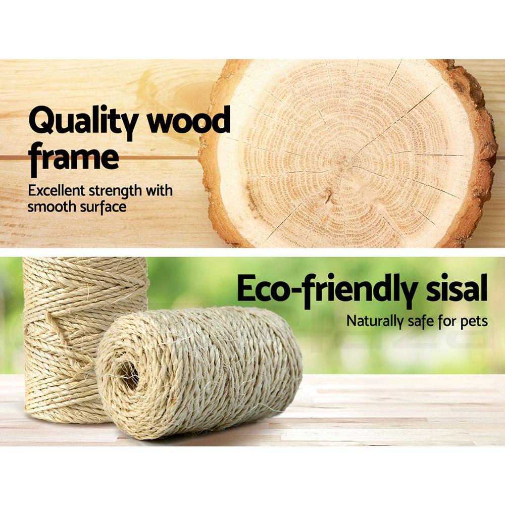 i.Pet Cat Tree 184cm featuring multiple levels, sisal scratching posts, plush surfaces, and hanging toys for cats.